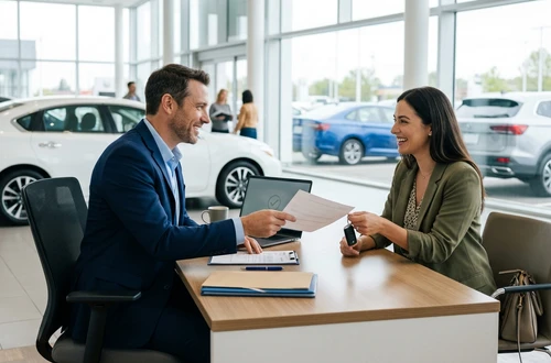 Customer getting answers about their car loan